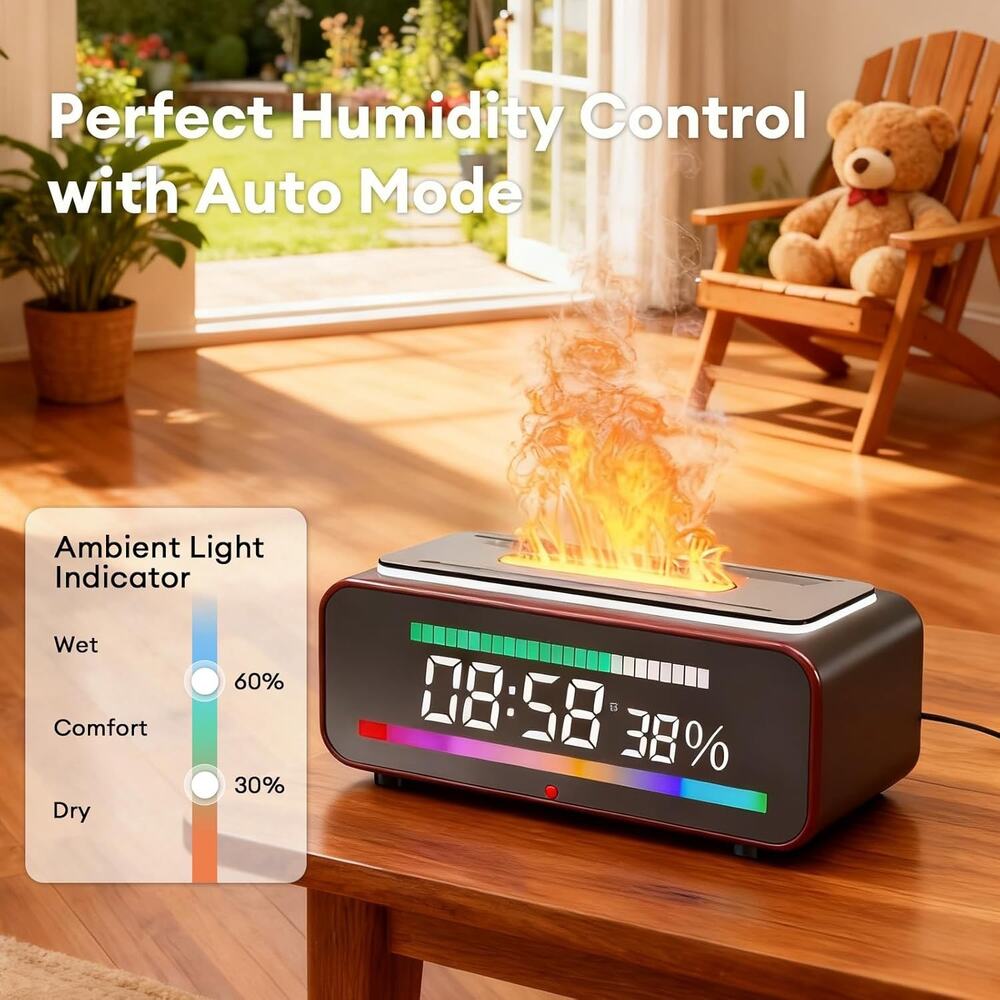 Fireplace Diffusers For Essential Oils, 400ml Flame Humidifier With Bluetooth - Picture 9 of 16